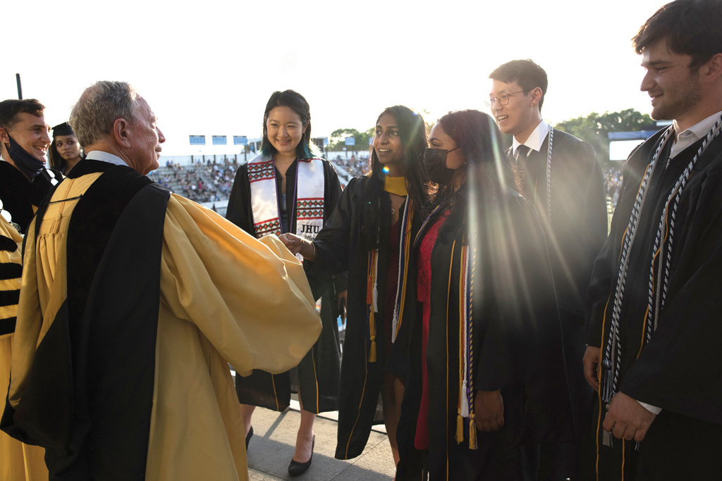 Johns Hopkins University. Mike was honored to give the 2021 commencement address at Johns Hopkins, where he spoke about the importance of togetherness and the inspiration behind his company and philanthropy.