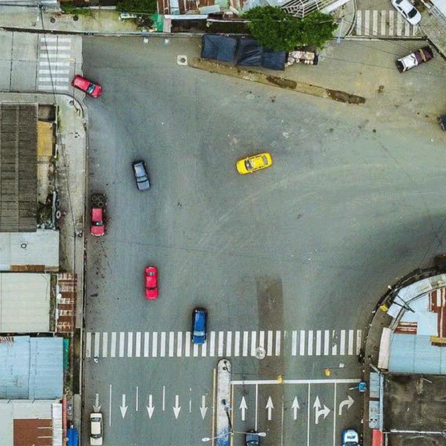 BP Fairbanks, VA aerial shot before the Asphalt Art project