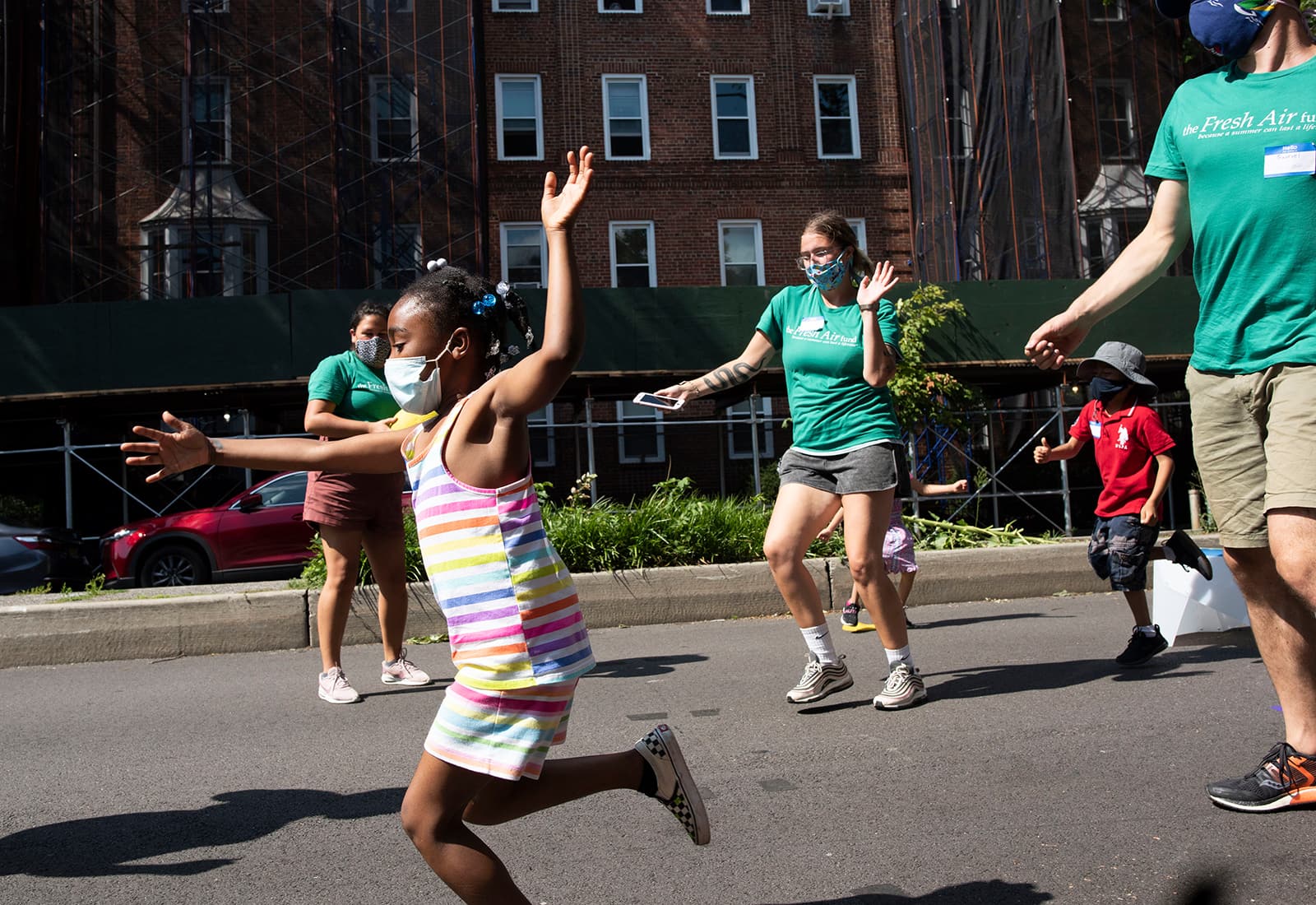 A young girl plays at a Fresh Air Fund Summer Space event in Jackson Heights, New York.