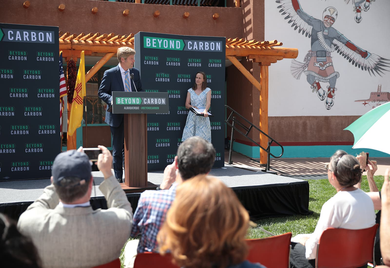 Albuquerque, New Mexico Mayor Tim Keller delivers remarks on Beyond Carbon at a local organizing event.