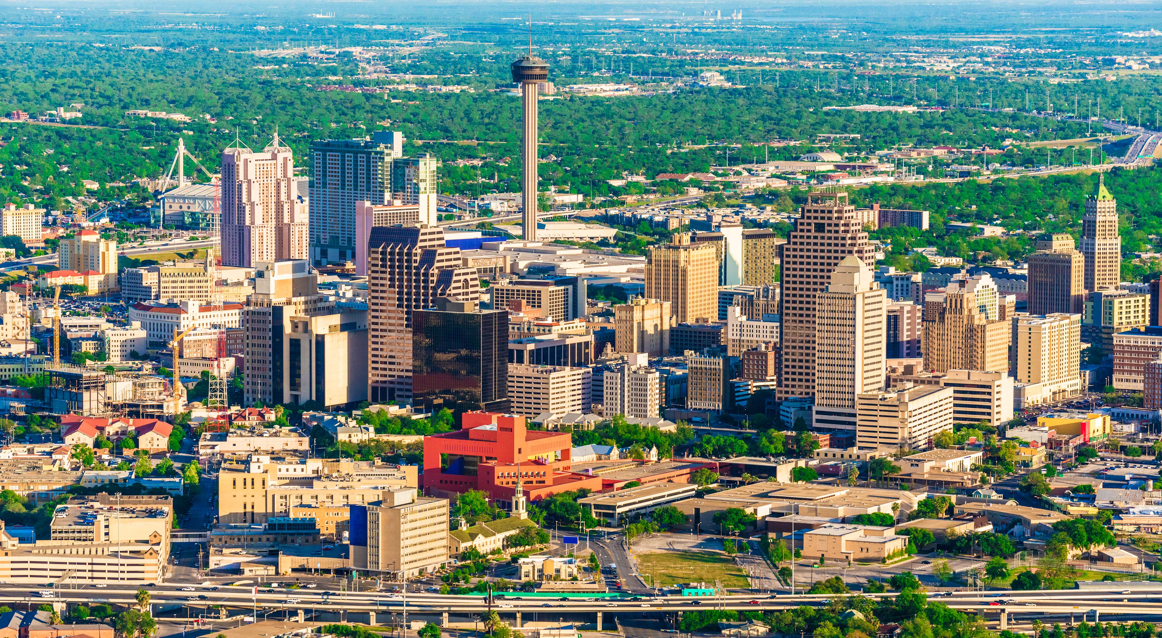 San Antonio cityscape skyline aerial view