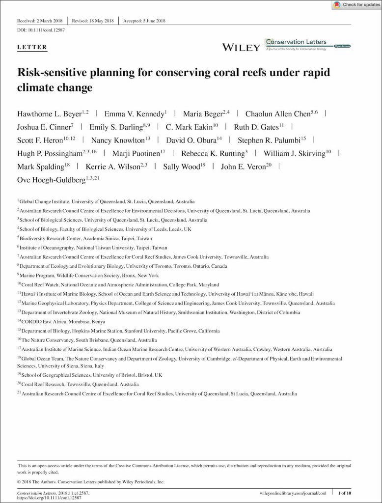 Risk-sensitive planning for conserving coral reefs under rapid climate change